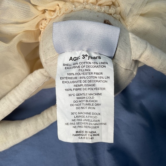 Lot of three cotton and linen stuffies loveys nursery decor - Picture 9 of 15